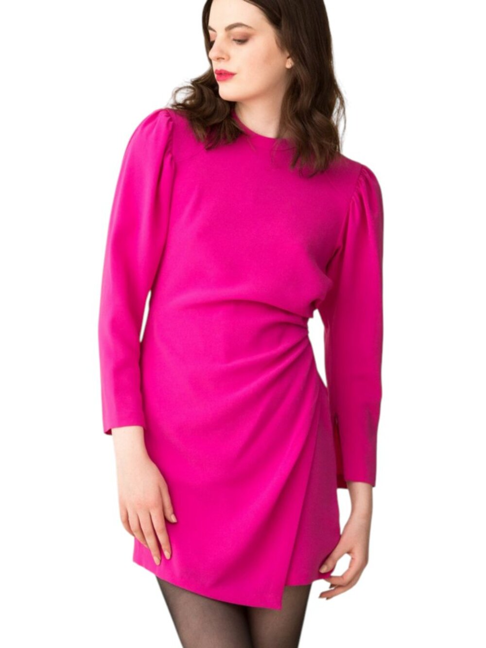 A.L.C. Jane Dress Crepe Mini Dress, Shocking Pink, Size 4